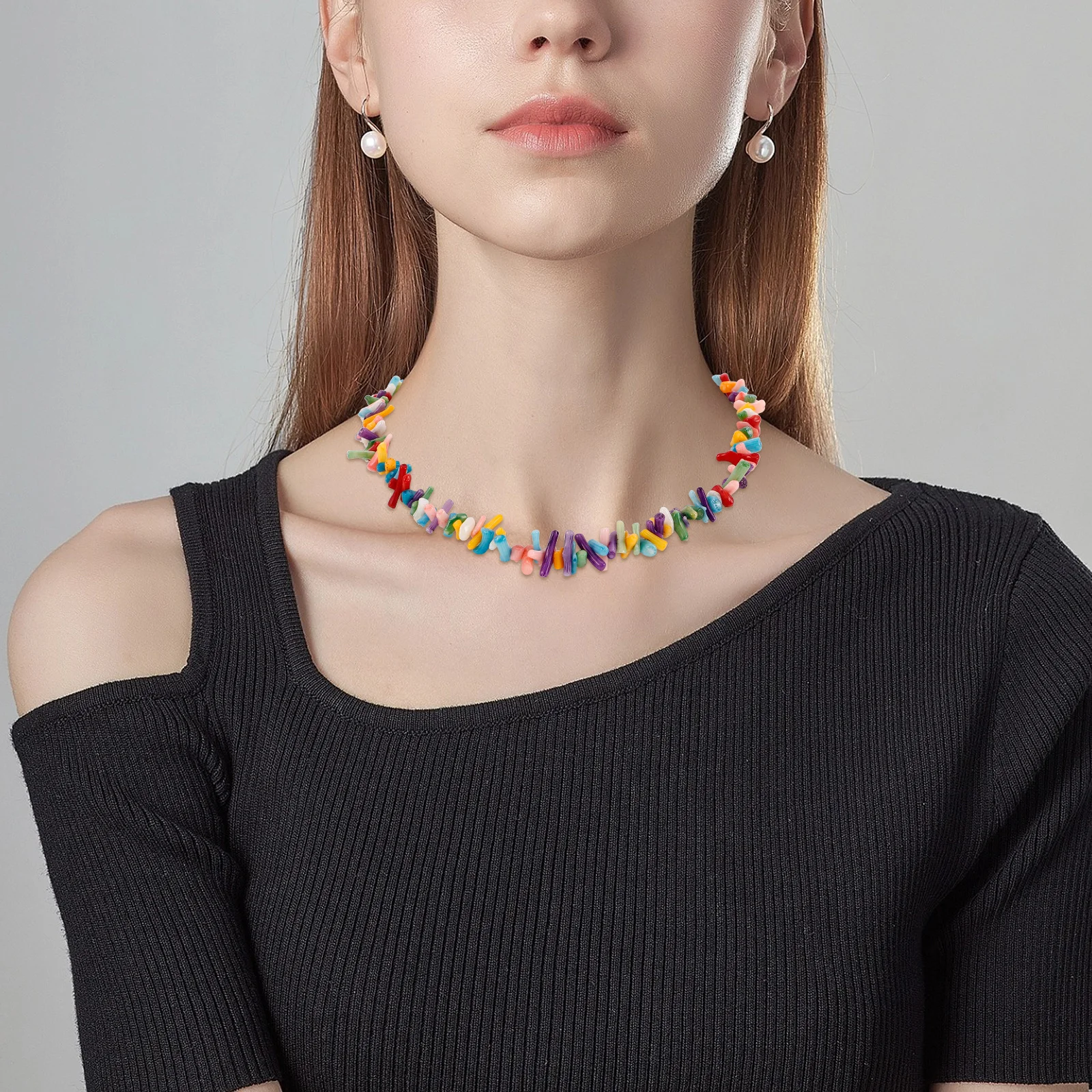 

Coral Necklace Purple Baroque Style Stylish Choker Beach Vacation Summer Party Jewelry Beachy Jewelry for Women