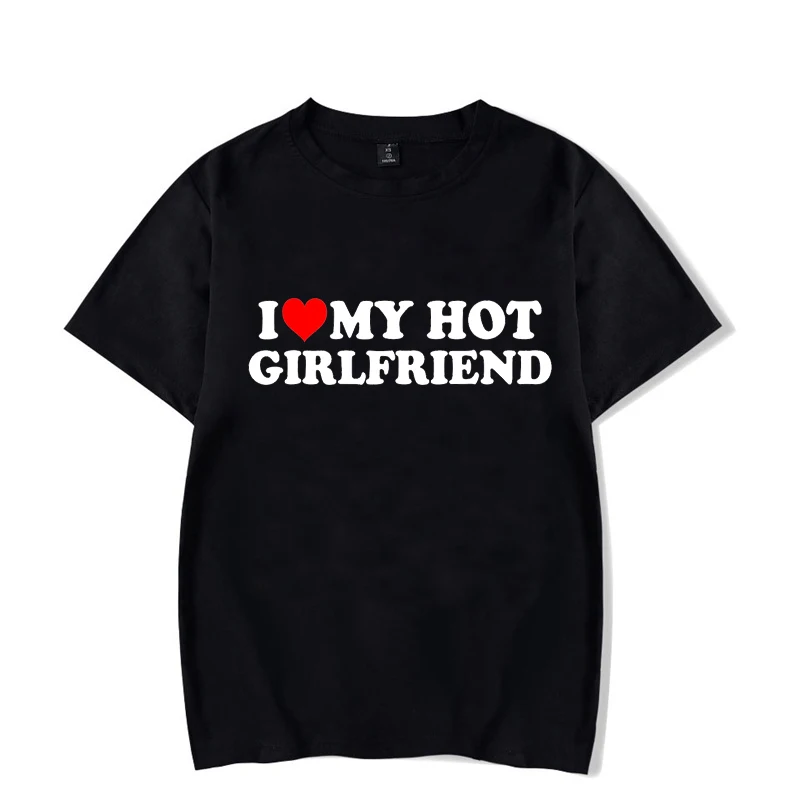 Harajuku Graphic هدايا عيد الميلاد بلايز قصيرة الأكمام I Heart My Boyfriend مضحك بلايز أنا أحب صديقي الساخن ملابس الشارع
