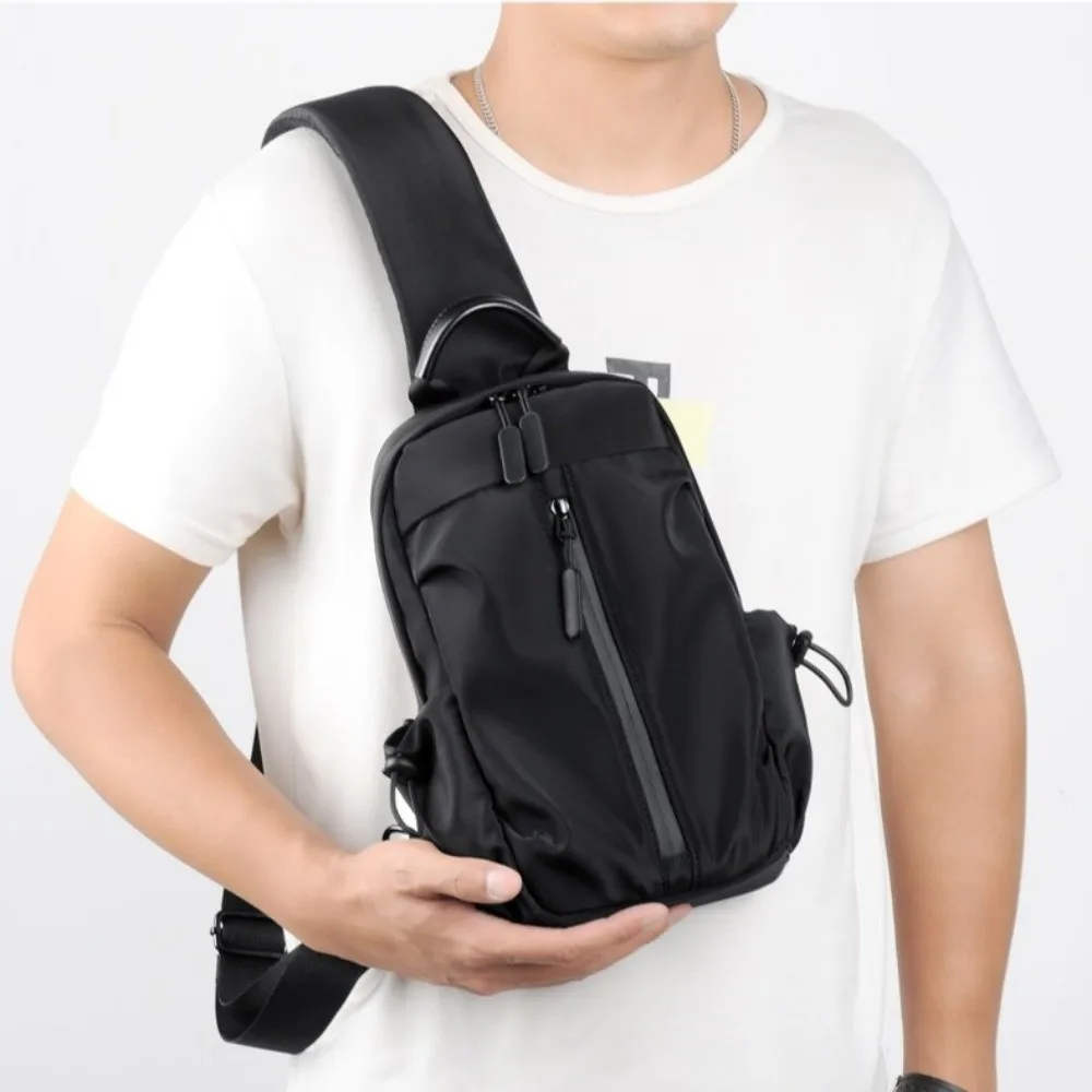 

Oxford Men's Chest Bag Solid Color Large Capacity Sports Crossbody Bag Waterproof Multifunction Nylon Shoulder Bag Fitness