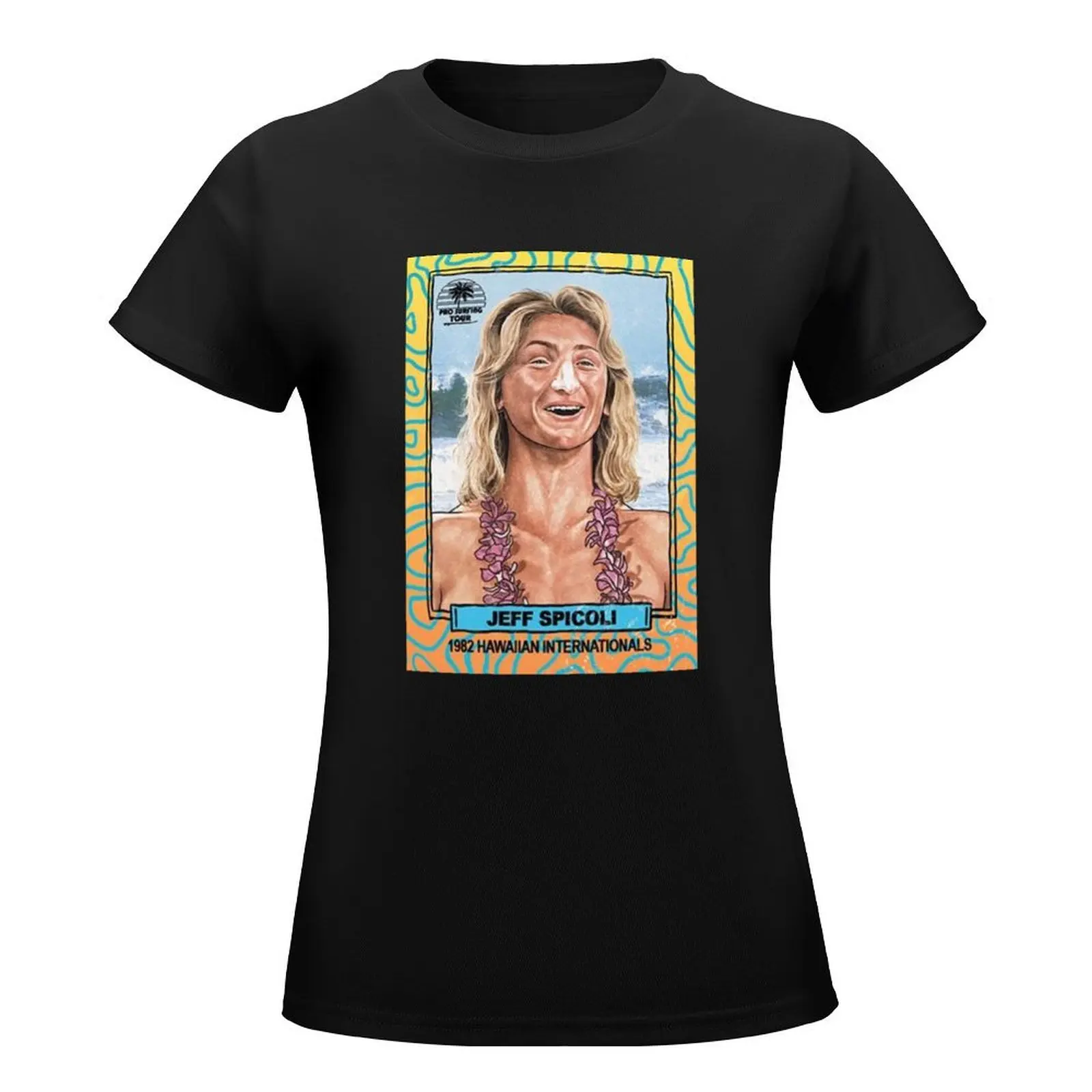 Fast Times at Ridgemont High - Jeff Spicoli Trading Card Art T-Shirt Aesthetic clothing graphics Women's tops