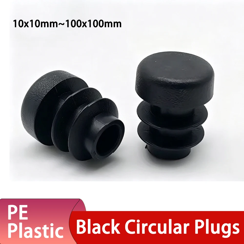 2~20Pcs Black 10mm~100mm Circular Plastic Plugs Furniture Table Foot Tip Chairs Legs Pad Protector CoverBicycle Handlebar Plug