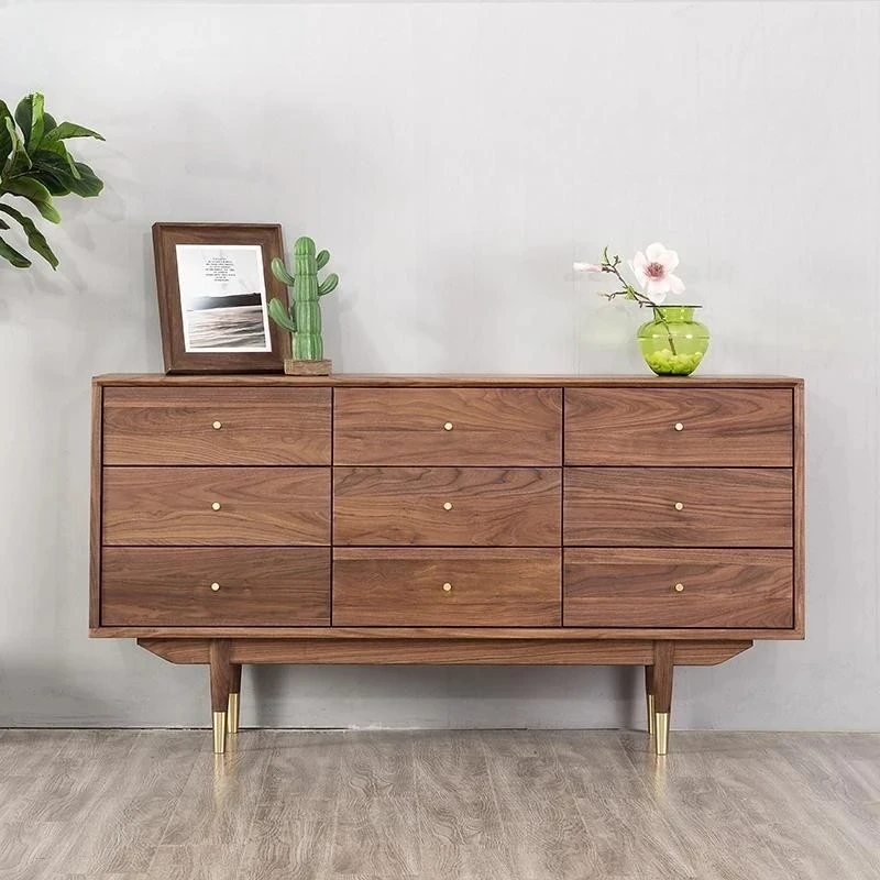 

Nordic Simple Solid Wood Nine-Drawer Cabinet Household Antique Style Storage Cabinet