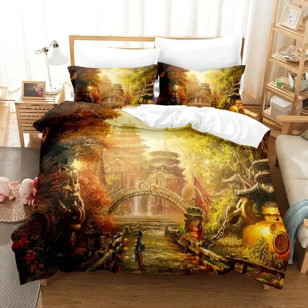 2026 Science Fiction Enchanted Castle Bedding Set Boys Girls Twin Queen Size Duvet Cover Pillowcase Bed Kids Adult Home Textilee