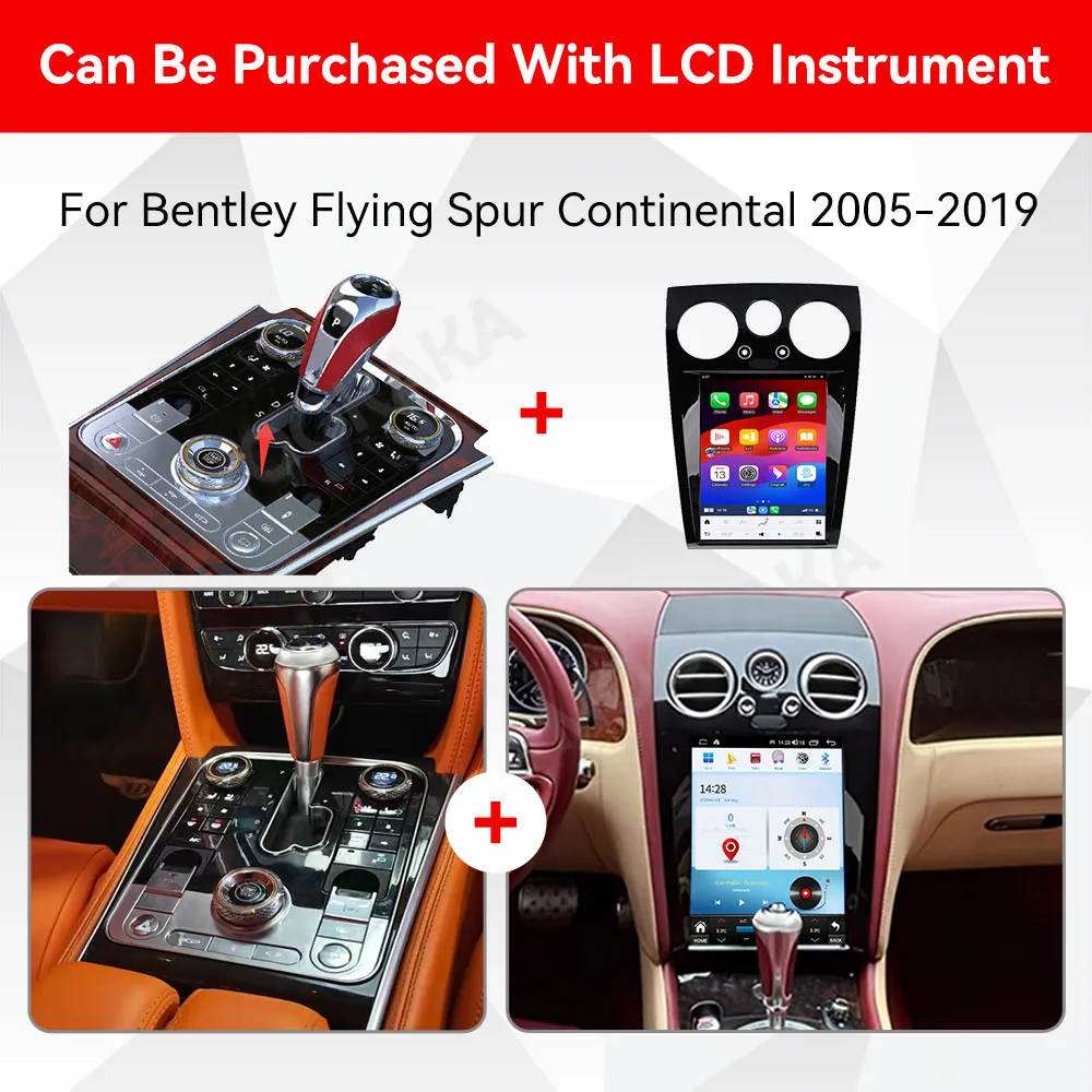For Bentley Flying Spur Continental 2006‑2019 Touch Car Center Console Saddle Control Panel Interior Modification Accessories