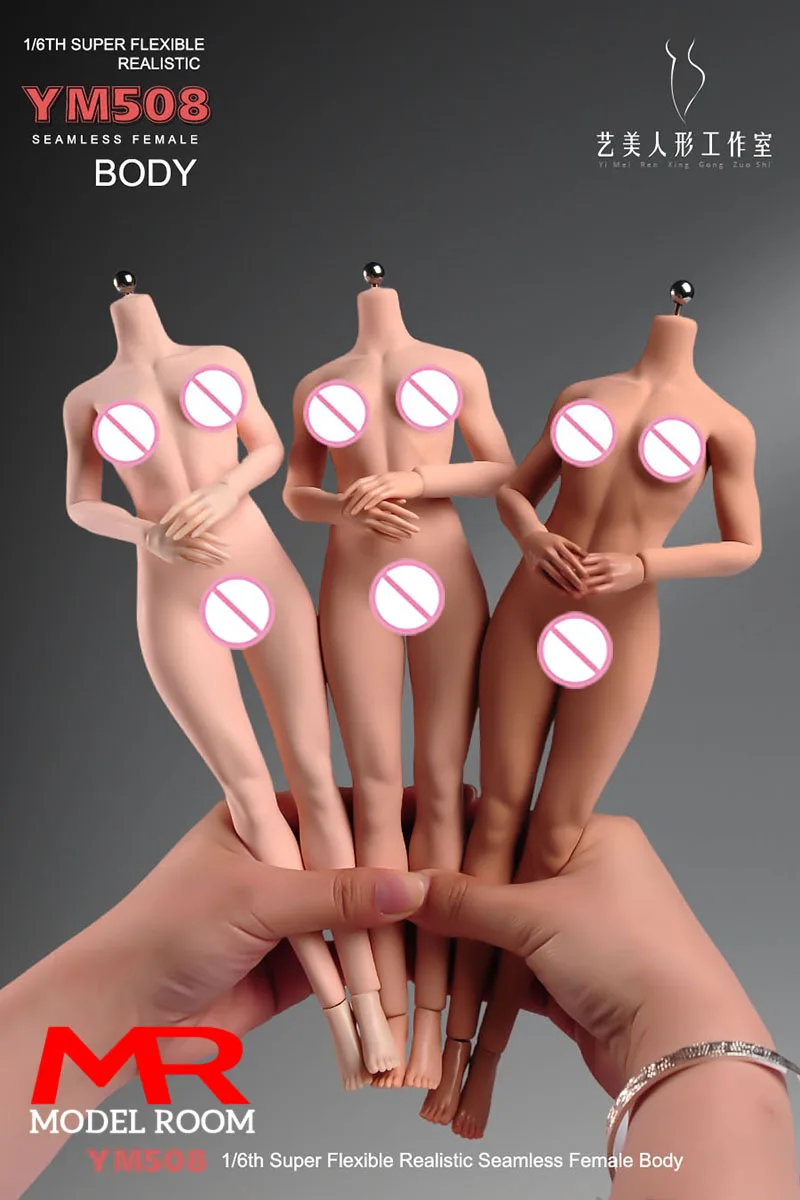 Ym ym501 ym502 ym503 ym505 1/6 corpo feminino sem costura com detalhes fisiológicos 12 ''soldado figura de ação flexível modelo de boneca
