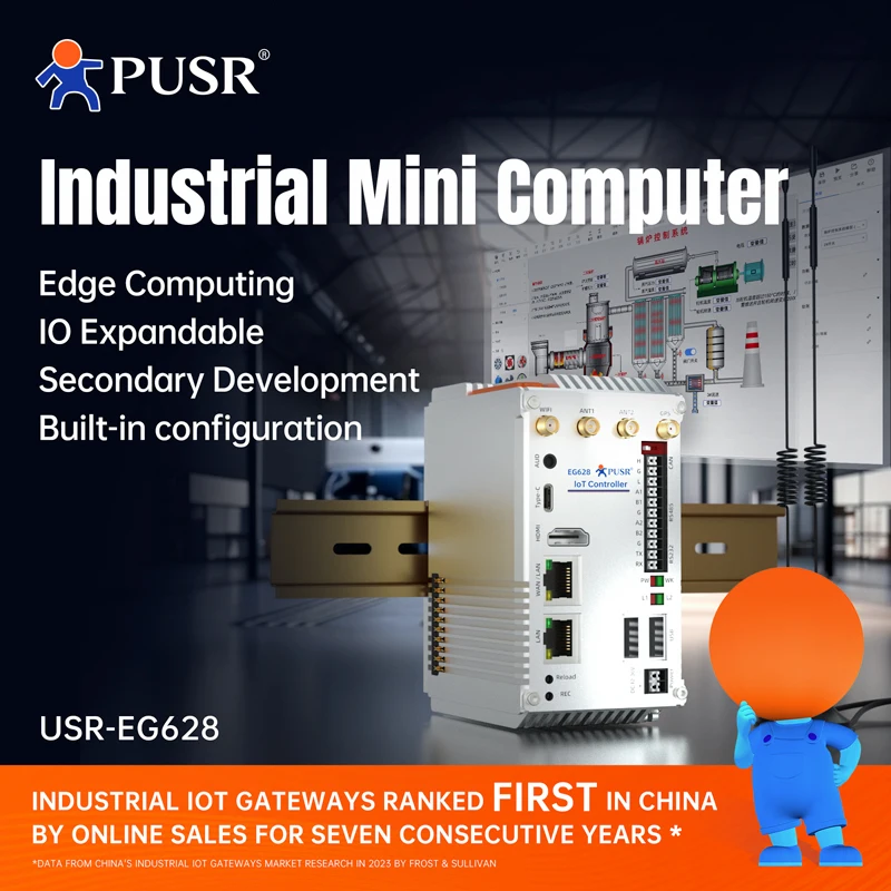 

PUSR Industrial PC ARM Based Embedded Computer CAT4 WiFi Ethernet Linux Edge Computing Expandable IoT Controller IPC USR-EG628