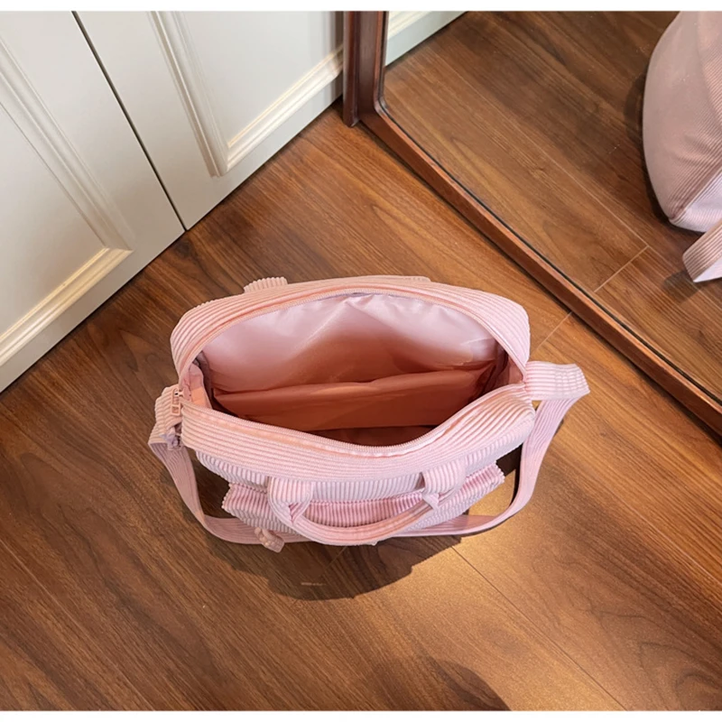 Corduroy Portable Laptop Shoulder Bag 13.3 14 15 Inch Girl Crossbody Bag Korean Commuting Messenger Bags view 5
