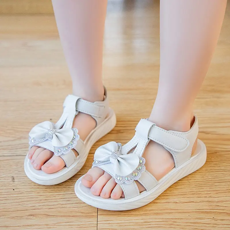 

2022 Summer Kids Sandals for Girls Sweet Butterfly-knot Princess Sandals Big Children's Soft Non-slip Korean Girls Sandals Beach