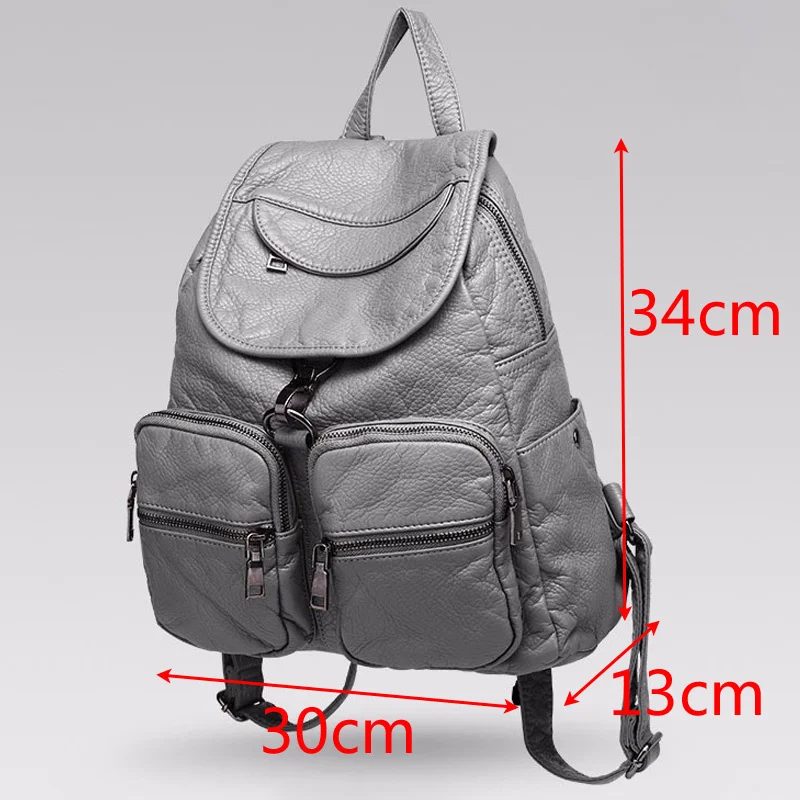 Imagem -02 - Macio Lavado Mochila de Couro para Meninas à Prova Impermeável Água do Vintage Mochilas Feminino Grande Multifuncional Legal Bagpack para Mulheres de Alta Qualidade