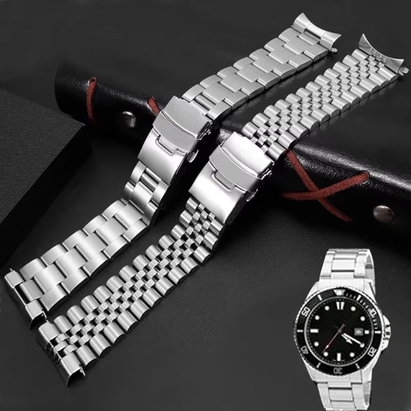 

Jubilee Diving Stainless Steel watch Strap For Casio Duro MDV106-1A Mdv107-1A Curved End Metal Wristband Replace Bracelet 22MM