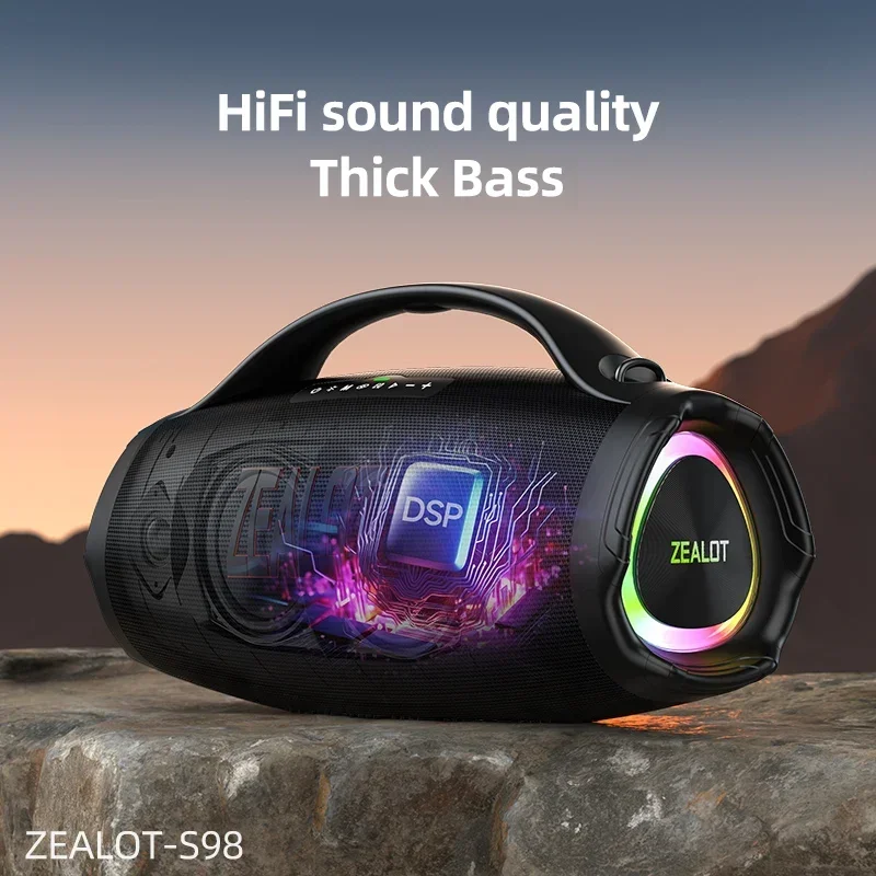

LHZEALOT S98 160W Powerful Loud Sound Deep Bass Wireless Boombox Large Subwoofer DSP Chip with RGB Light for Outdoor Camping