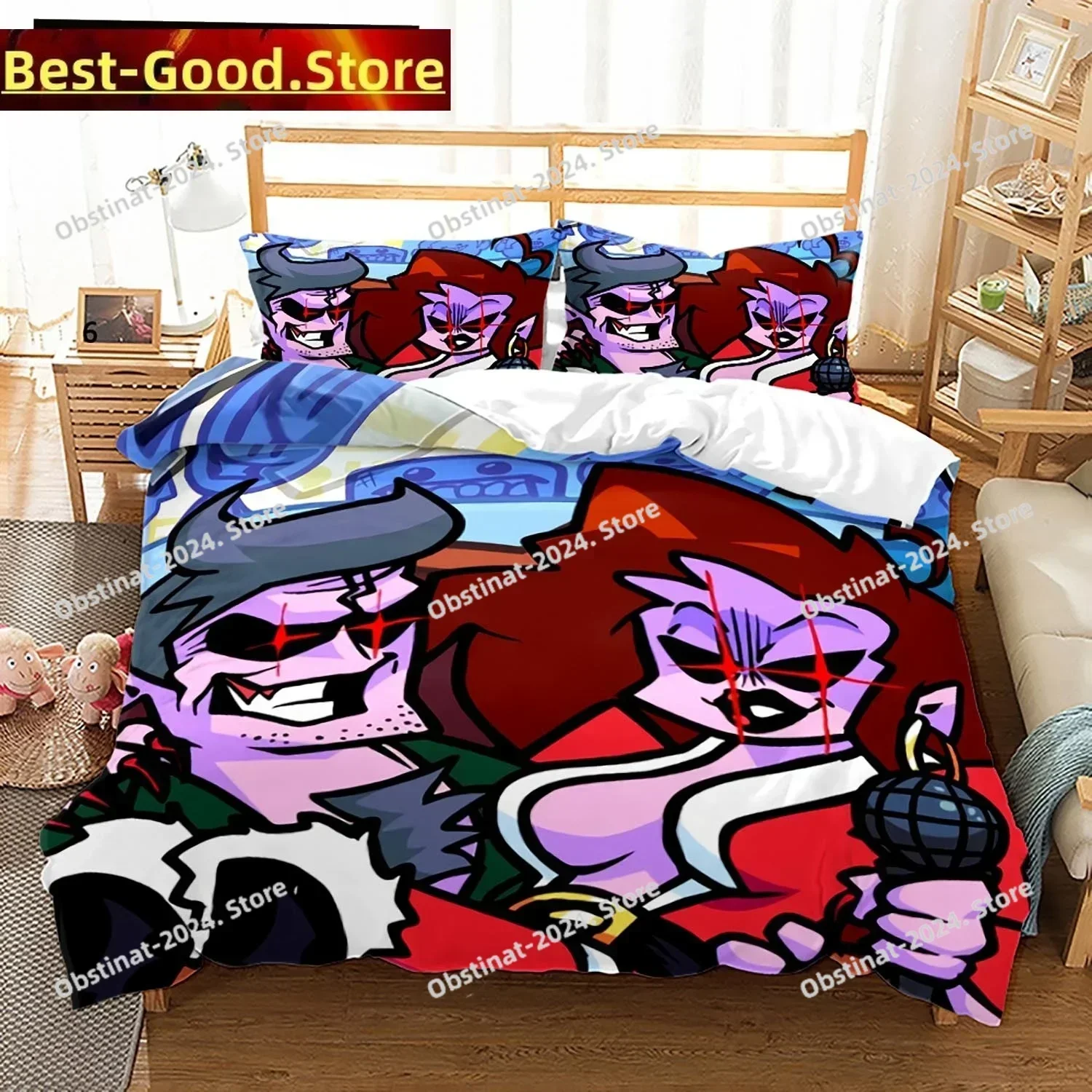 Fashion 3D Friday Night Funkin Bedding Set Single Twin Queen King Friday Night Funkin Bed Set Children Kids Bedroom Duvet cover