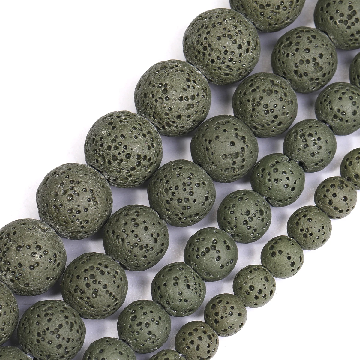 عميق الأخضر الحمم الحجر الطبيعي الجولة السائبة الخرز صنع المجوهرات الحرف سوار ذاتي الصنع قلادة اكسسوارات تجار الجملة 6/8/10/12 مللي متر #2