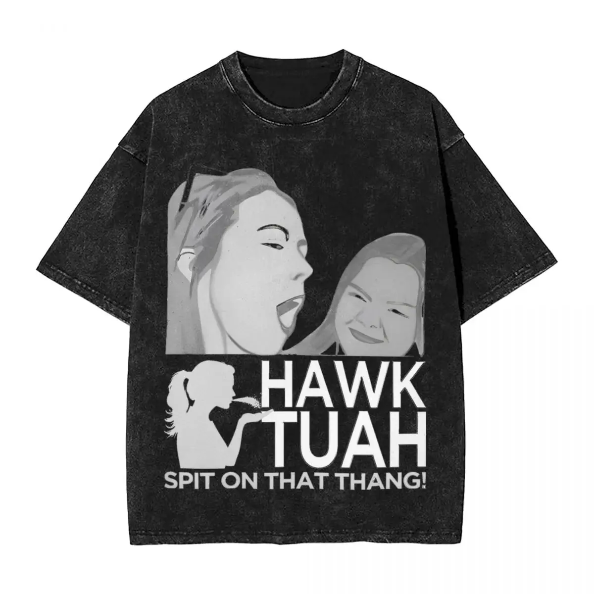 Hawk Tuah Spit On That Thang Meme T Shirts Washed 100% Cotton Harajuku T-Shirts Fashion for Men Women Tops Streetwear Tees