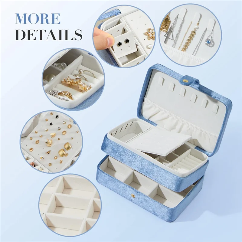 

SOFT-Женская бархатная маленькая шкатулка для драгоценностей, многослойная шкатулка для хранения ювелирных изделий, вмещающая кольца, подвески, серьги