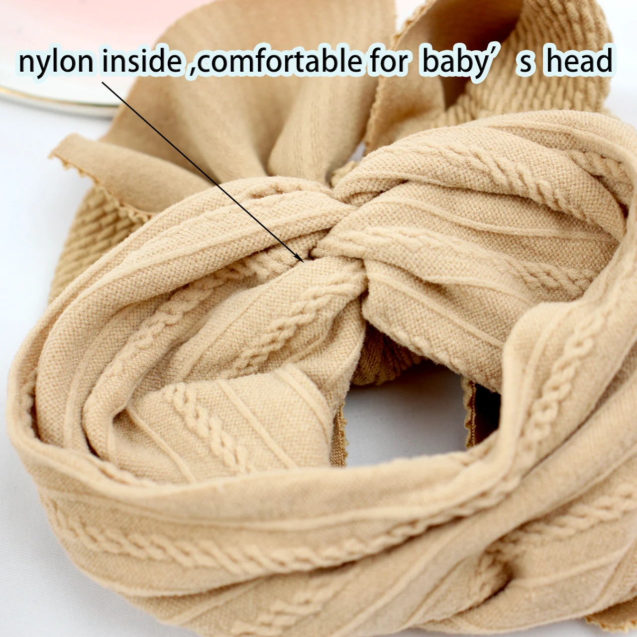 Breites Nylon-Baby-Stirnband, großer Haarschleife, Turban, Kinder-Haarschmuck, gepunkteter Stoff, Schleife, Kopfbedeckung, Haarbänder, solide Stirnbänder für Kleinkinder