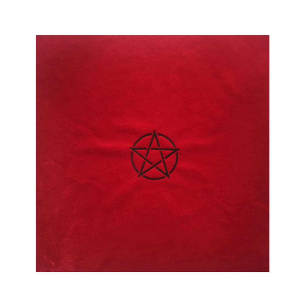Pentagram Tarot Tablecloth with Bag Velvet Altar Tarot Cloth 50x50cm Pentagrams Board Game Mat for Board Game