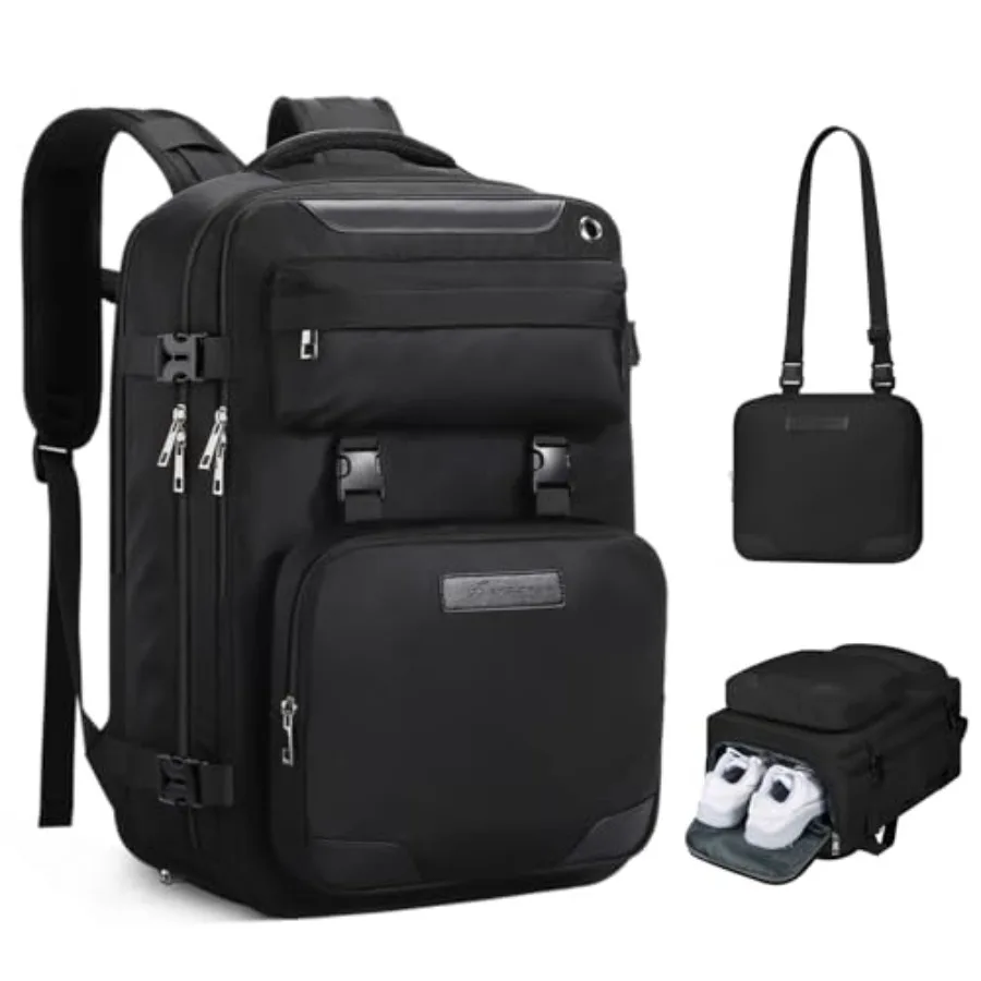 

Travel Backpack for Women Men 35L Waterproof Laptop Backpack Fits 17-Inch Laptop with Detachable Crossbody Bag Shoe Compartment