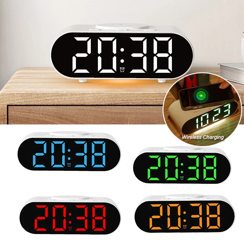 LED Digital Alarm Clock Electronic Digital Alarm Screen Desktop Table Clocks ForHome Office Backlight Calendar Clock White Green