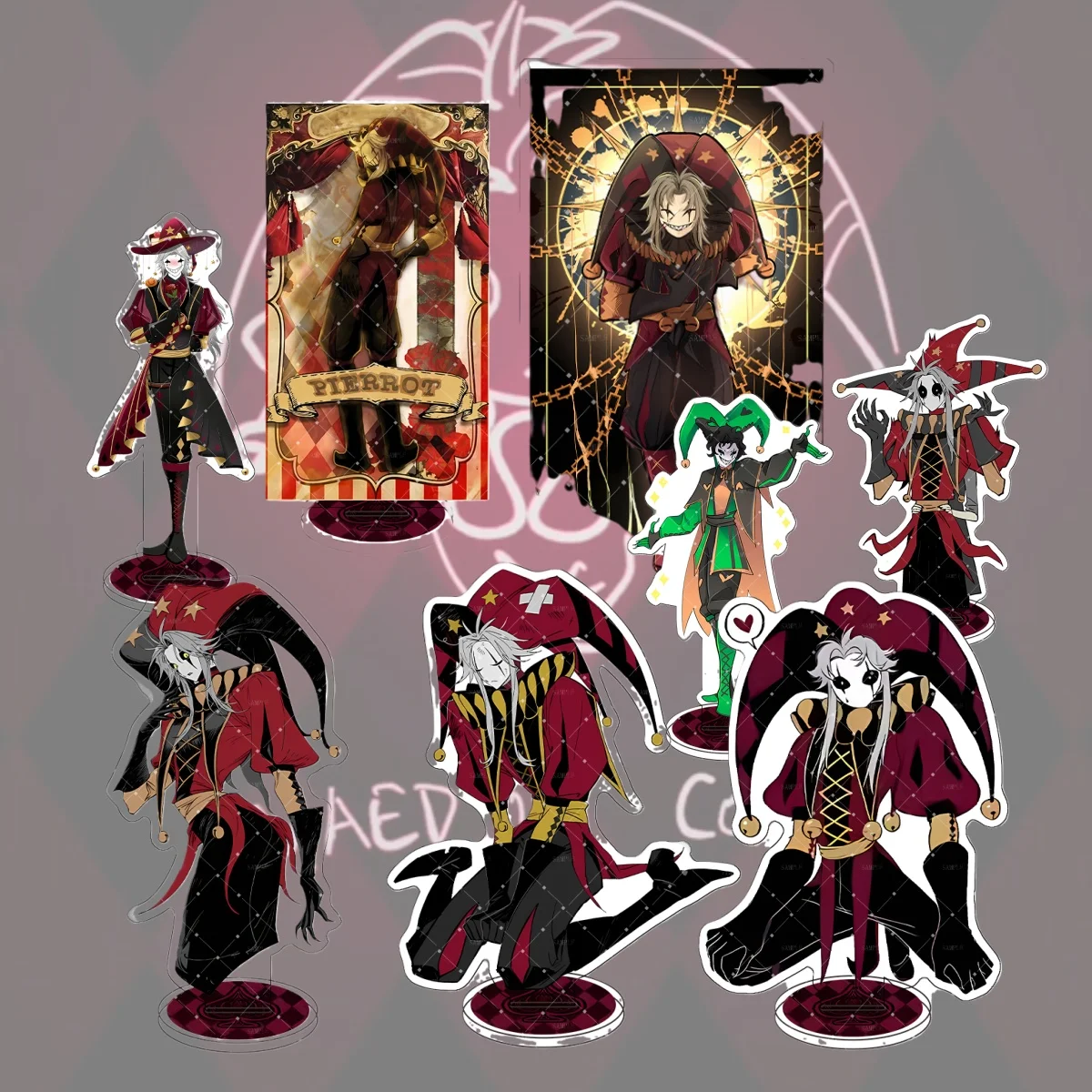 Game The Freak Circus Acrylic Stand Keychain 15cm Desk Decor, Pierrot Harlequin Holiday Gift For Anime Dark Fans Collection