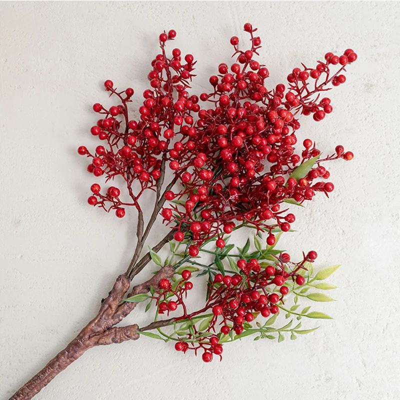 

Christmas Artificial Red Berry Fake Nandina Berry Branch for Christmas Decorations DIY Crafts Xmas Ornaments Wedding Home Decor