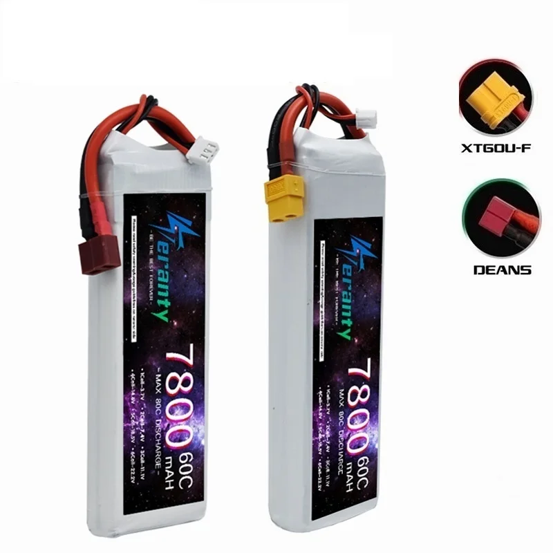 TERANTY 2S Lipo Battery 7.4V 1500/2200/2700/3000/3300/4200/5200/6000/6800/7800/8800/10400mAh For RC Model Toys Aircraft Boat Car