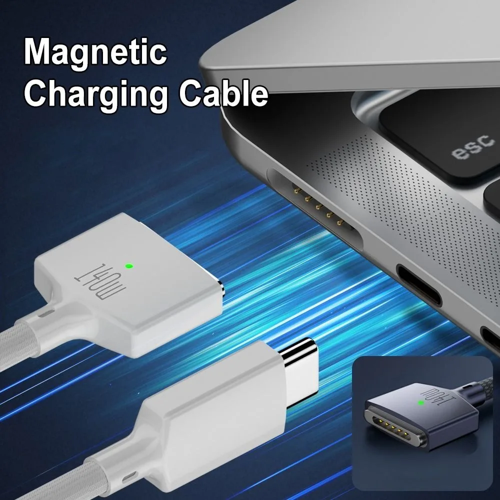 2M USB Type C to Magsafe 3 Magnetic Charger Cord Laptop Charging Cable Converter PD 140W for MacBook Air/Pro A2442 A2485 A2681