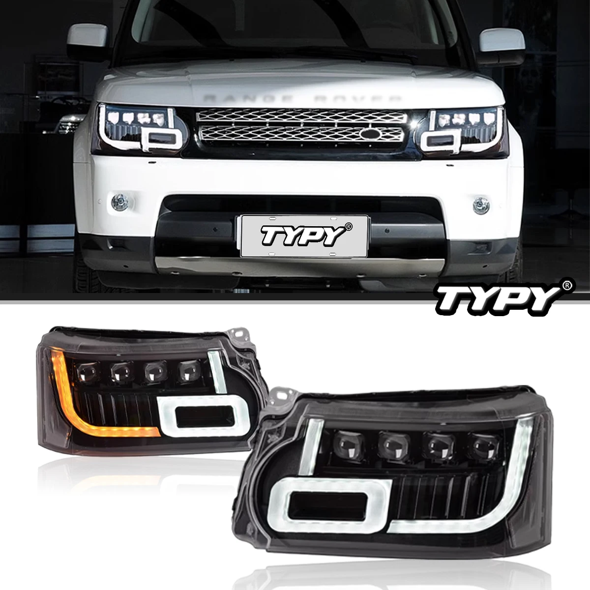 

TYPY Car Styling For Range Rover Sport Headlight 2010-2013 LED Four Lens Projector Headlamps Daytime Running Lights Auto Parts