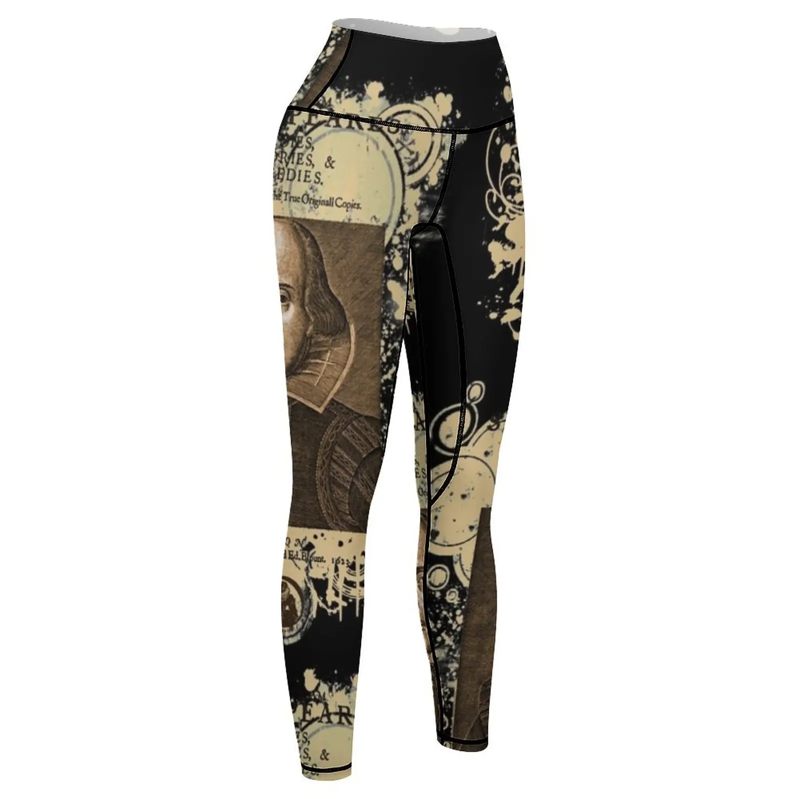 Shakespeare First Folio Front Piece Leggings Ropa deportiva para mujer Pantalones para correr Leggings para mujer