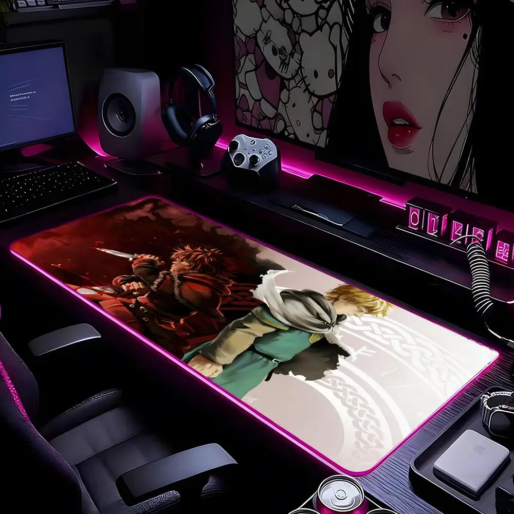 

Аниме V-Vinland Saga Коврик для мыши Коврик для мыши HD Печать Компьютерные геймеры Запирающийся край Нескользящий RGB коврик для мыши XXL90x40 см Клавиатура ПК D