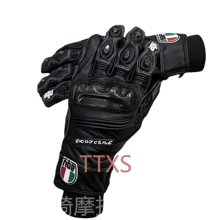 Carbon Fiber Motorcycle Riding Gloves Heavy Motorcycle Racing Leather Drop-Resistant Waterproof