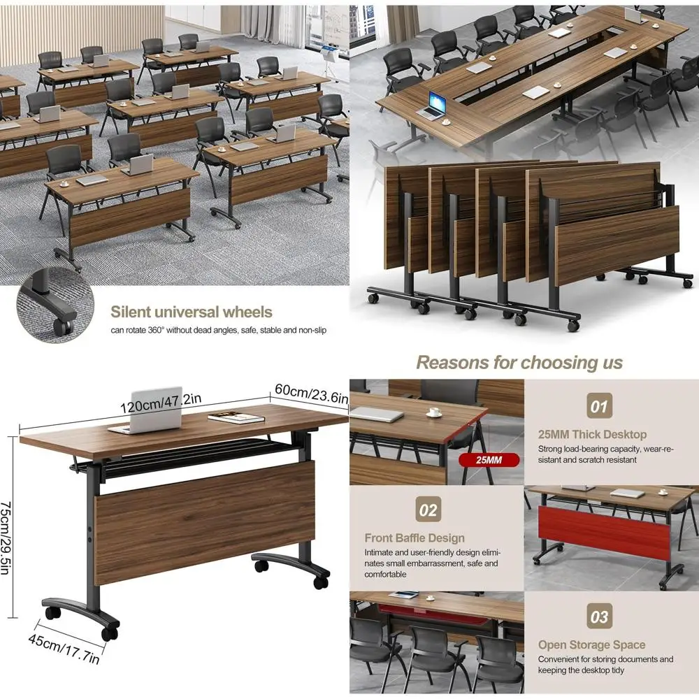 

Современные конференц-столы Lip-Top на колесиках для офисов и учебных классов (комплект из 4 штук, 120 см)