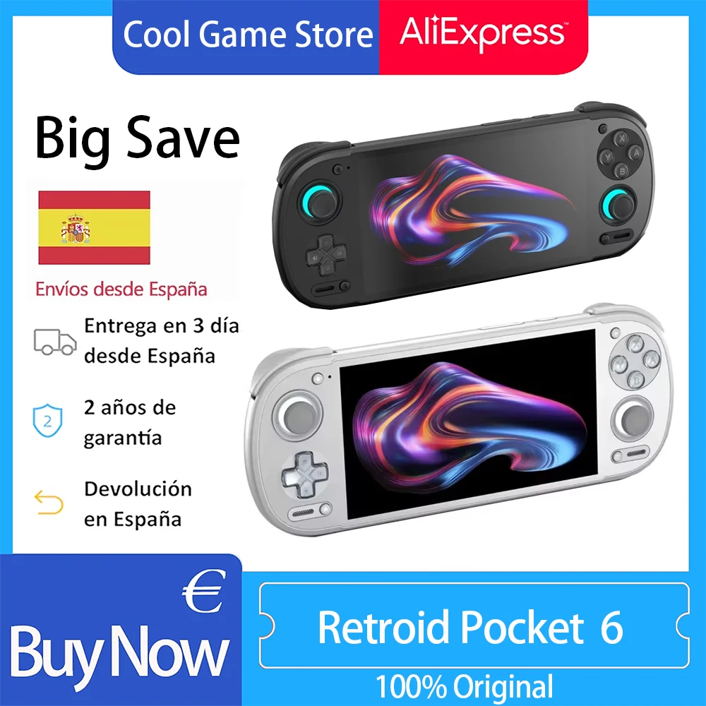 Console de jeu portable rétro Retroid Pocket 6, écran AMOLED 5,5 pouces 1080P 120Hz, Snapdragon 8 Gen 2, gâchettes à effet Hall, batterie 6000 mAh, appareil de jeu portable Android 14 RP6