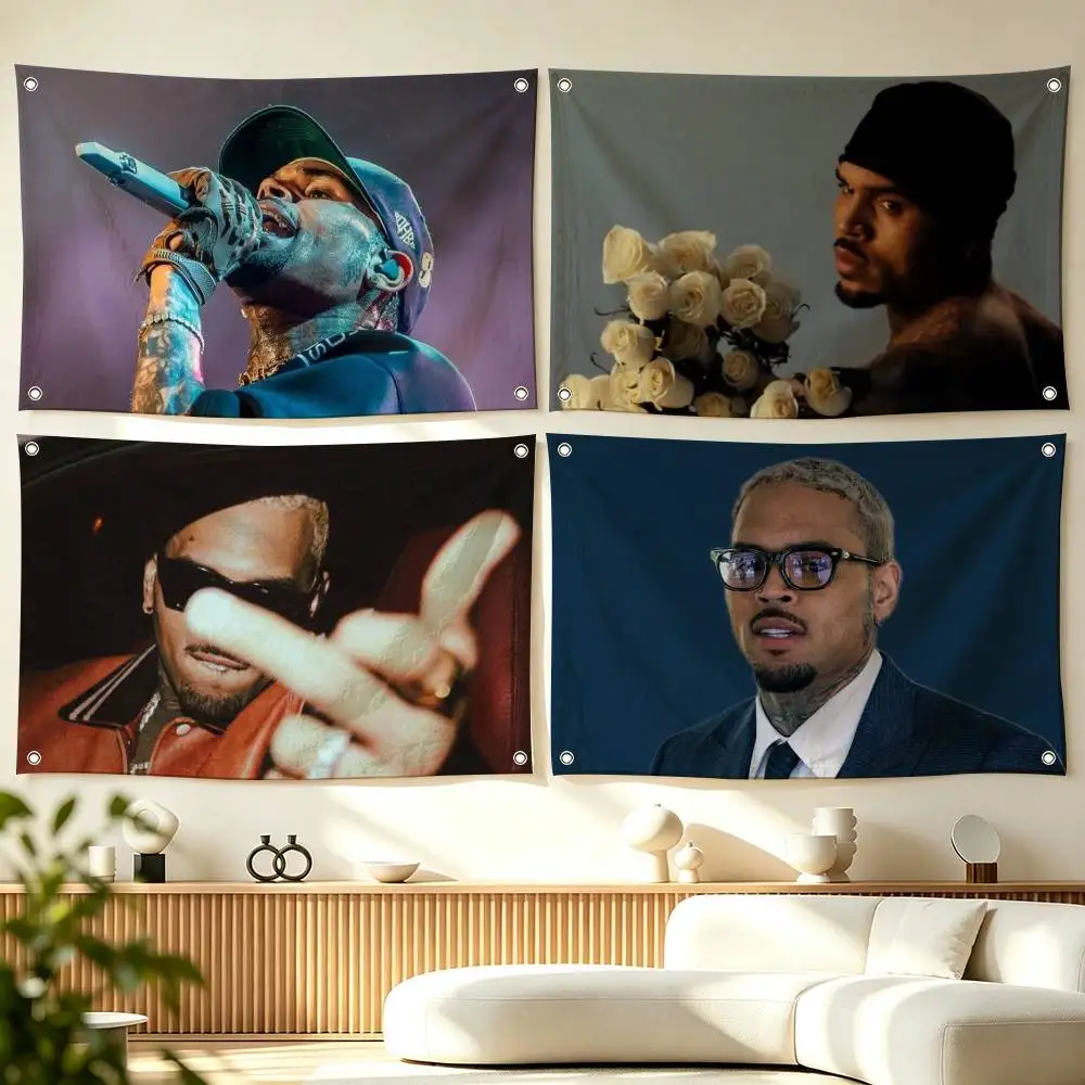 C-Chris Brown M-Music Star  Flag Suitable For Party Club Outdoor Interior Wall Decoration Banner Fans Gift