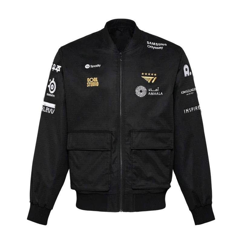 

2025 T1 Worlds Uniform Jacket Unisex Esports Fan Top LOL Champion Jersey FAKER MVP Bomber Jacket Custom Name