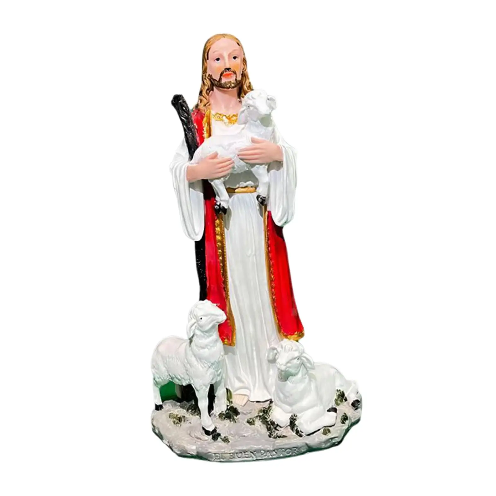 Collezione natalizia di figurine di Gesù che tiene un agnello da 20 cm per l'arredamento della stagione natalizia