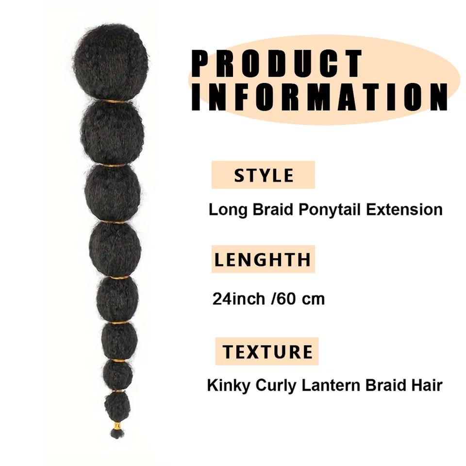 Extensión de cola de caballo afro kinky para mujer negra, 18/24 pulgadas, burbuja de linterna, trenzas falsas con cordón 2