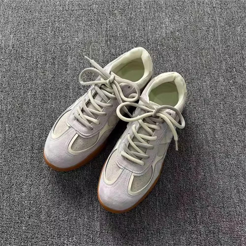 Men German Training Shoes Suede Leather British Style Color Blocking Flat Bottomed Shoes Slip On Casual Comfortable Shoes