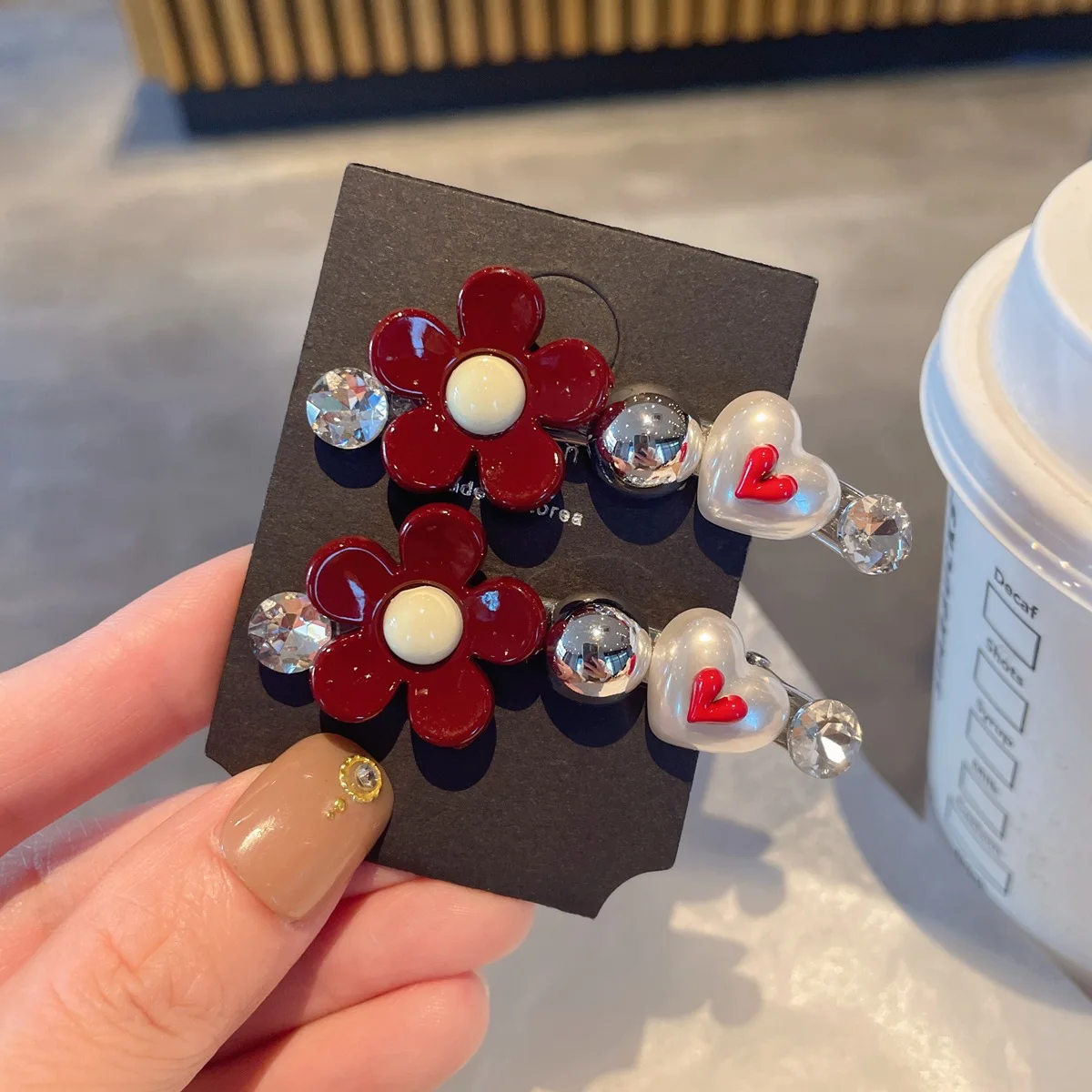 

Роскошная заколка для волос с цветочным принтом, сверкающий циркон, заколка для волос Love, женская заколка с боковой челкой, аксессуары для волос в виде утконоса