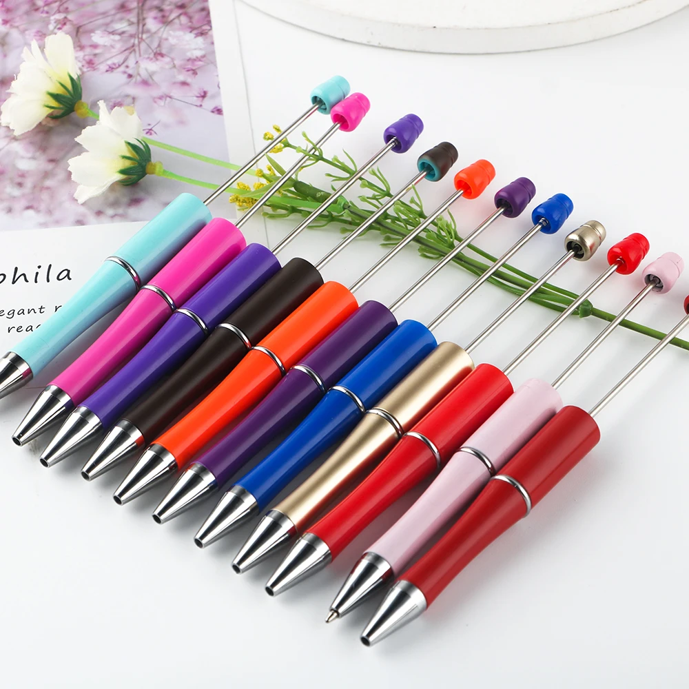 Kovict 5pcs Plastic Bead Pen Black Ink Ballpoint Pens DIY Personalized Gifts For Jewelry Making Accessories