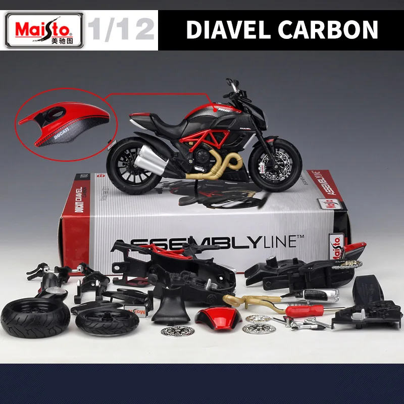 Maisto 1:12 Ducati Diavel Carbon Assembly Version Alloy Motorcycle Model Diecast Metal Motorcycle Model Collection Kids Toy Gift