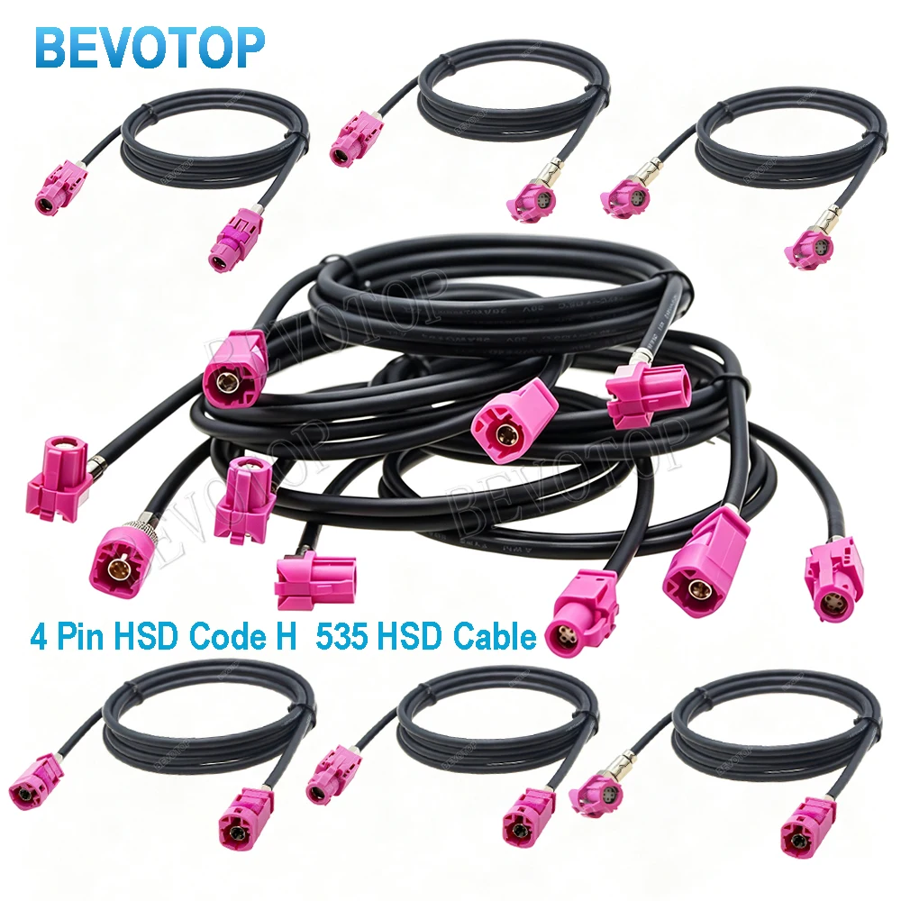 1PCS 4Pin HSD Pink H Female to H Female Straight / Right Angle 90° Jack 4-Core 535 Line LVDS Wire Harness BEVOTOP Auto Cable