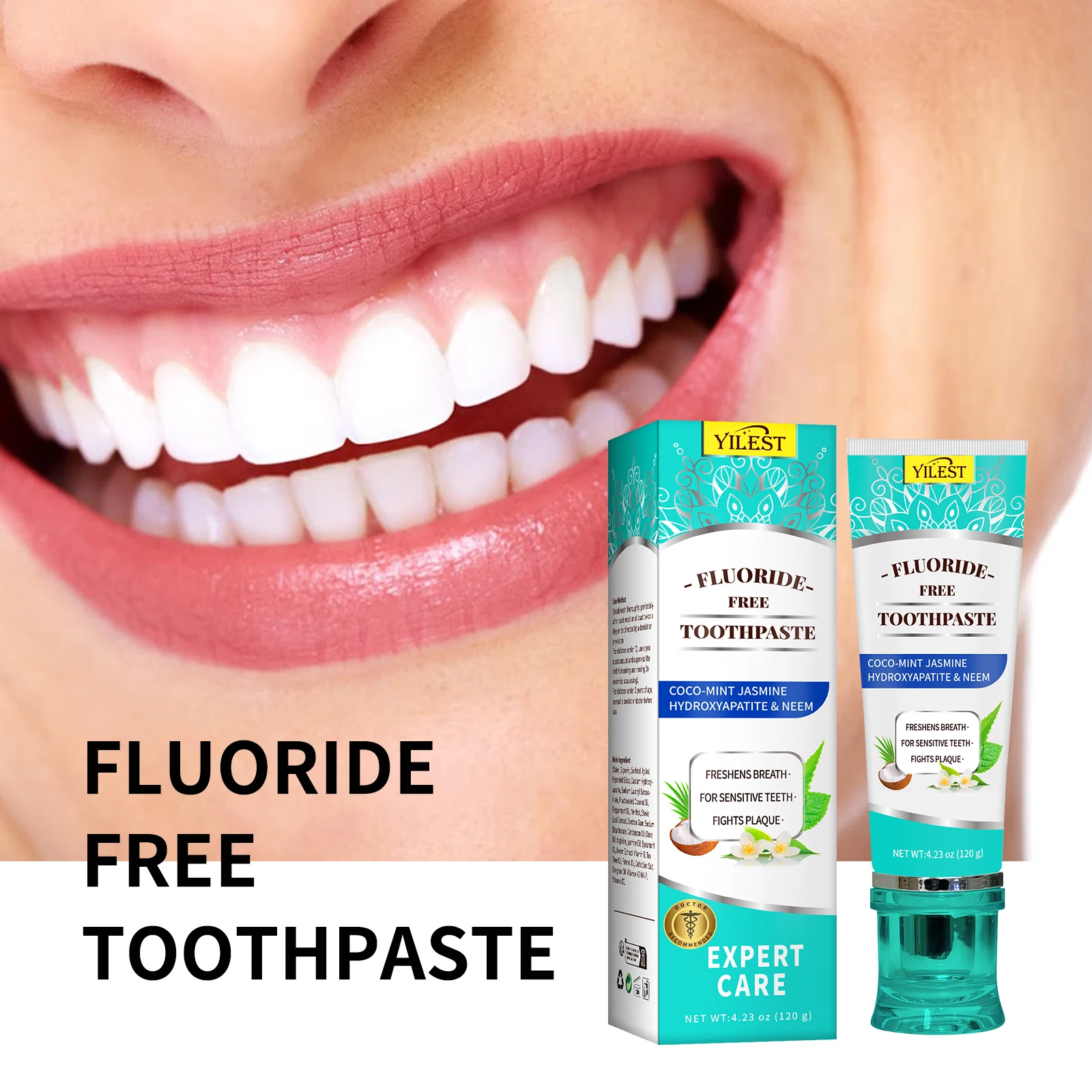 

Coconut Mint Fluoride-Free Hydroxyapatite Whitening Toothpaste Remineralizing Enamel Fresh Breath Plaque Removal for Oral Care