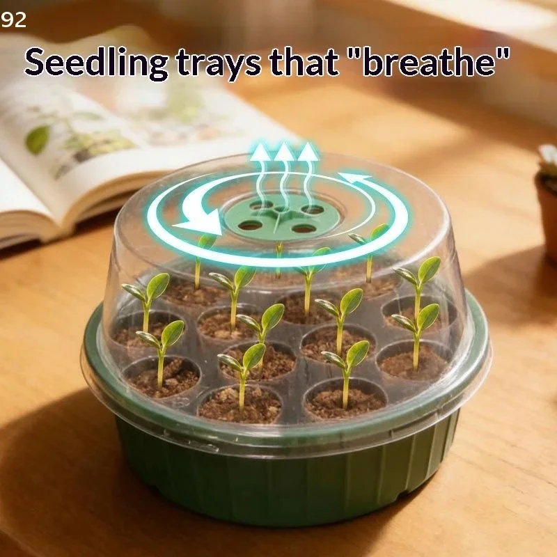1Pcs ABS Hydroponic Grow Tray Kit 13-Section Round Seed Germination Plate with Clear Lid for DIY Planting Accessories