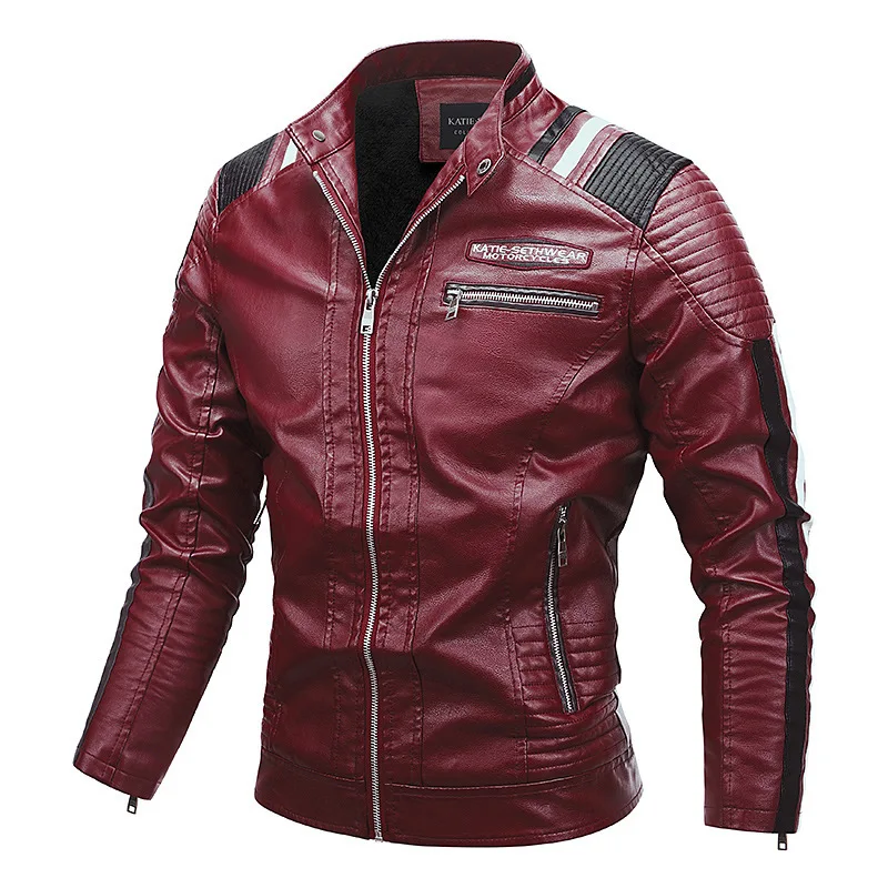 Men\'s Leather Jacket The Spring and Autumn Annals 2024 New Men\'s PU Motorcycle Jacket Plush Leather Jacket for Male Stock