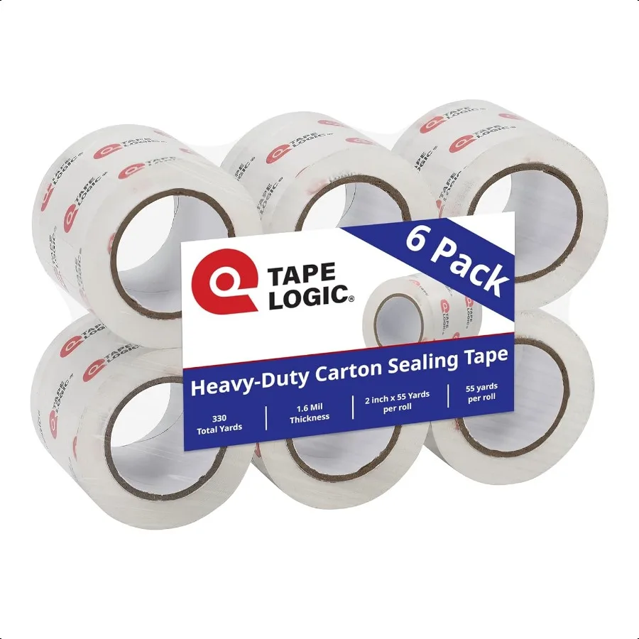 

2 Inch x 55 Yards Clear Hot Melt Packing Tape 1.6 Mil Thick Pack of 6 Rolls for Packaging Moving Home and Office