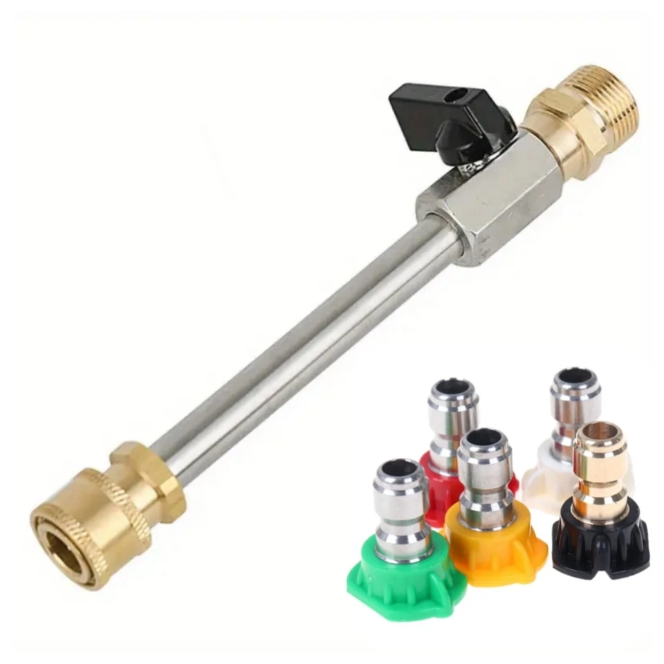 

Пистолет с шаровым клапаном для мойки высокого давления, 2200 фунтов на квадратный дюйм, штекер быстрого подключения 1/4 дюйма, шланг M22-14 мм, с палочкой клапана для силовой мойки