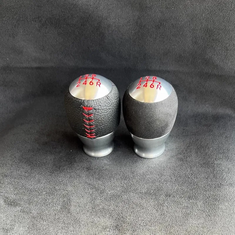 Gearshift Gear Shift Knob M10*1.5 Genuine Leather Suede Car Accessories Fits Honda Fit GK5 FK8 FL5 Civic 10 Weight 345G