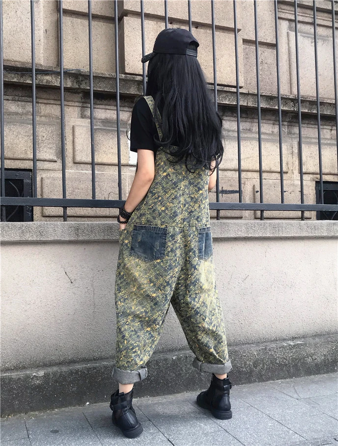 Summer 2025 plus Size Personalized Rer Patchwork Casual Denim Overalls Women High Waist Long Pants Regular Thin