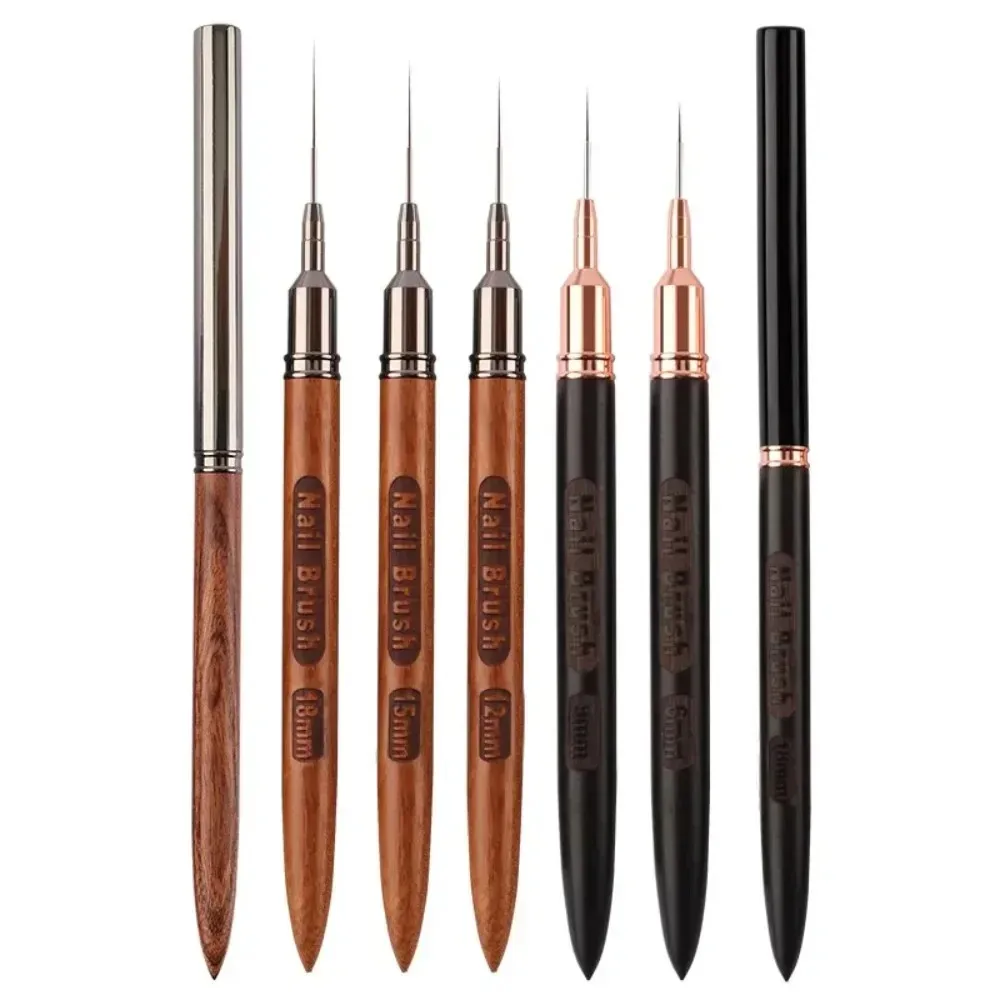 Nail Art Line Brush Set Outline Brushes, Art Design Brushes for Long Lines Detailed Painting Round Metal French Manicure Tools